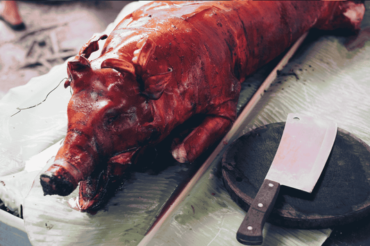  A pig ready for butchering, representing the cultural significance of lechon in Filipino festivities.